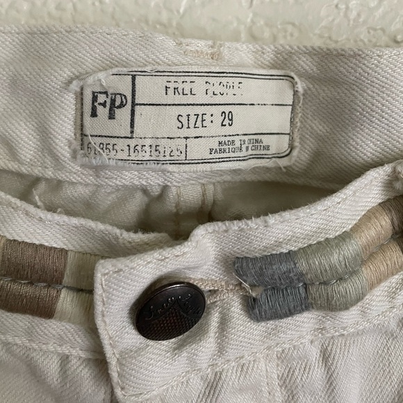 Free People Eliot Embroidered Denim Shorts 29 Ivory - Picture 7 of 9